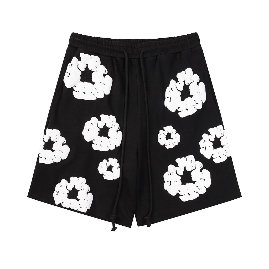 Denim Tears Outfit:T-shirt/Shorts (Separate Purchase Options) Puff Print Short Sleeve T-shirt Loose Couple Shorts Suit