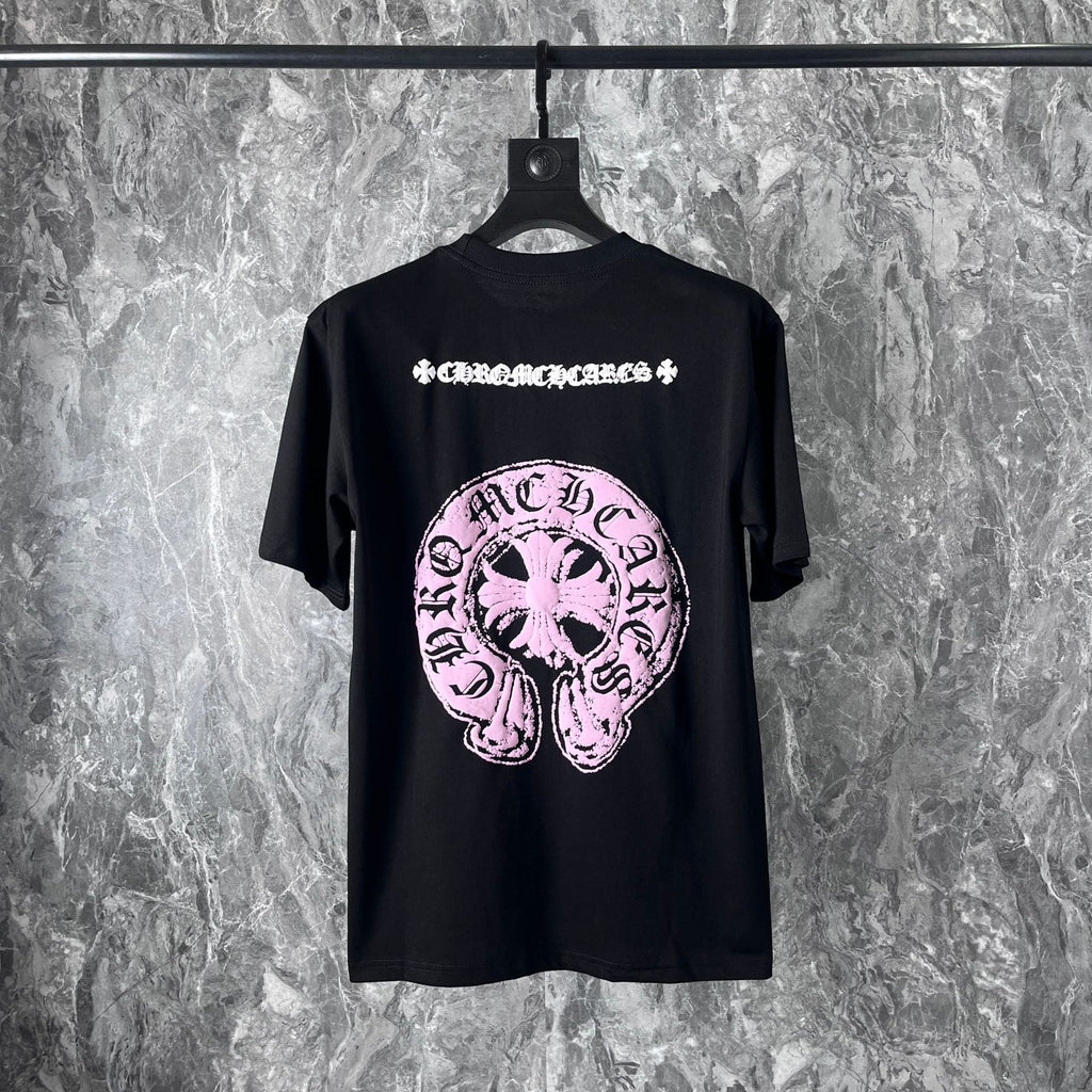 Chrome Heart T Shirts Pink Sanskrit Leather Short Sleeve T-Shirt