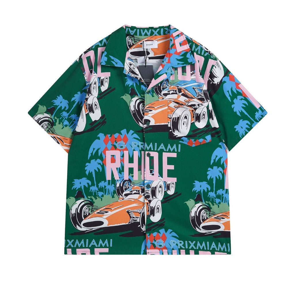 Rhude T-shirt Racing Letter Logo Casual Short Sleeve Shirt, Shorts