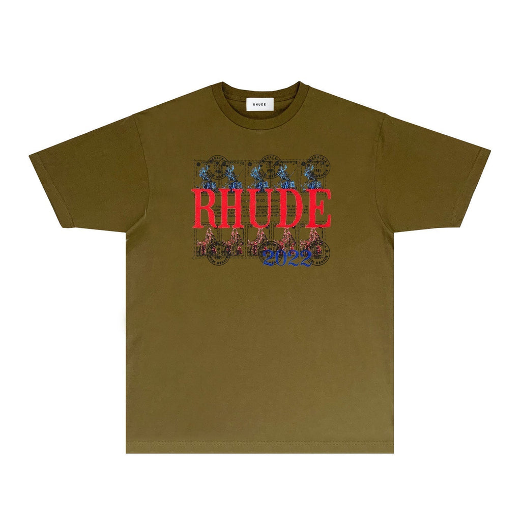 Rhude T-shirts Printed Trendy Pure Cotton