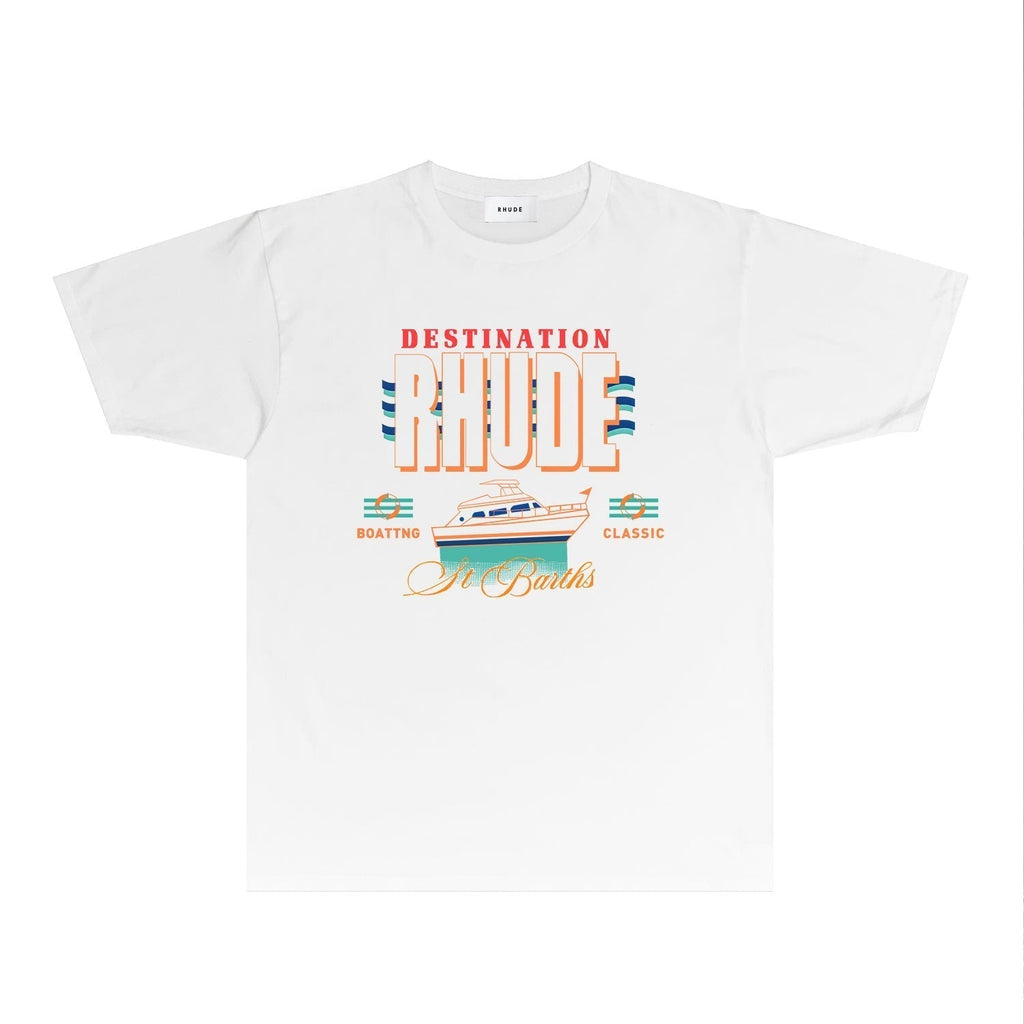 Rhude T-shirts Printed Trendy Pure Cotton